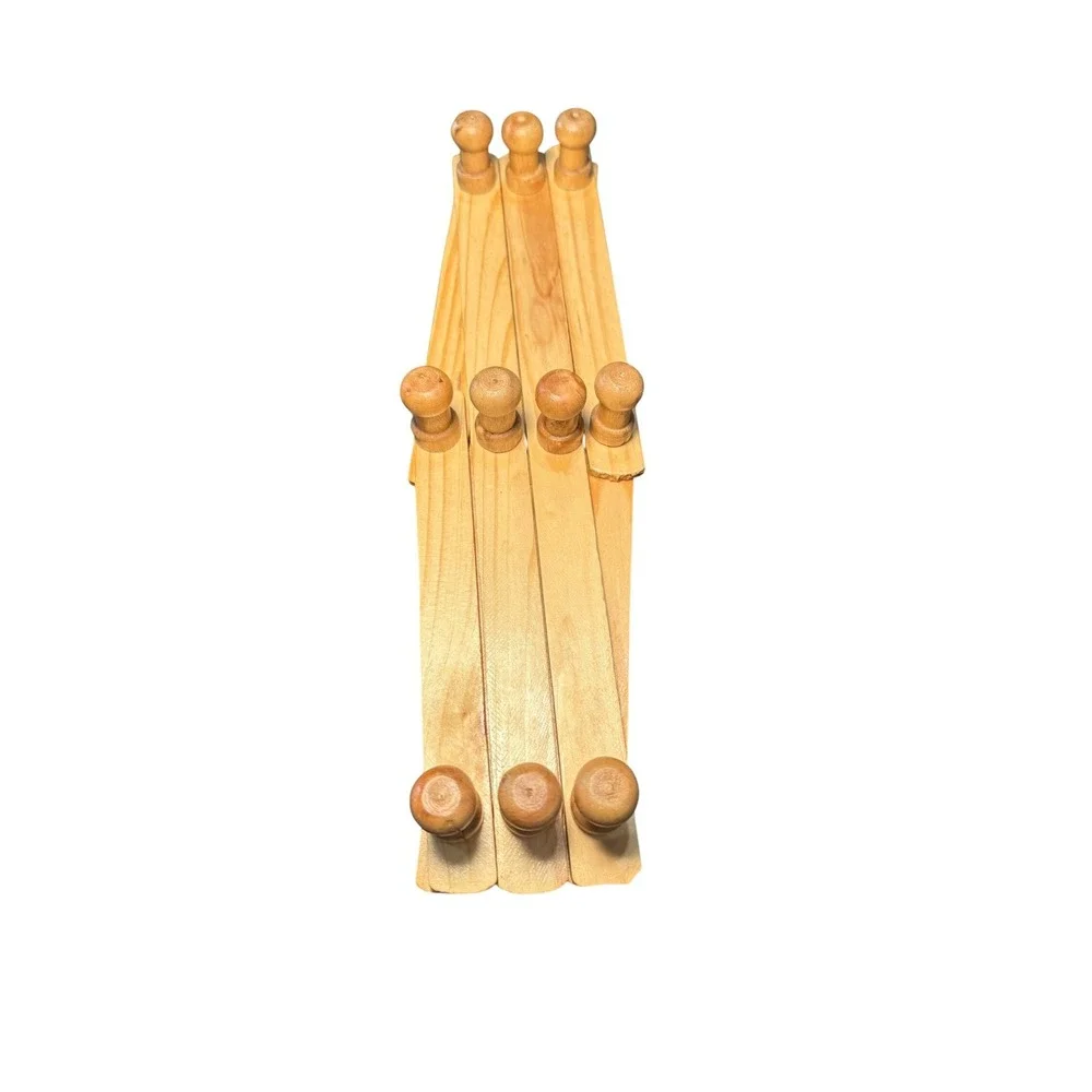 Vintage‎ Wooden Accordion Wall Rack Expandable 10 Peg Hook Hat Coat Cup Rack